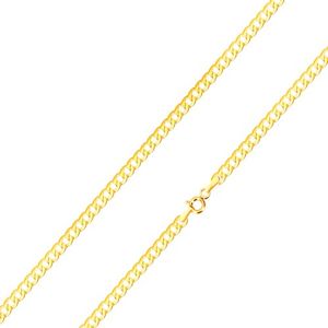 Błyszczący łańcuszek z żółtego 14K złota - płaskie, szeregowo połączone oczka, 500 mm