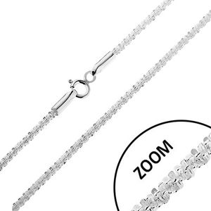 Błyszczący srebrny 925 łańcuszek - gęsto połączone ogniwa w spiralę, szerokość 2 mm, długość 500 mm