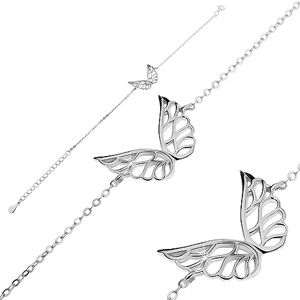 Bransoletka ze srebra 925 - powycinane anielskie skrzydła, łańcuszek z owalnych ogniw