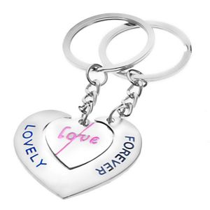 Breloczki na klucze dla zakochanych - serca z napisami LOVE i LOVELY FOREVER