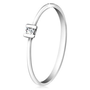 Brylantowy pierścionek z białego złota 585 - błyszczący bezbarwny diament przymocowany pałeczkami - Rozmiar : 51