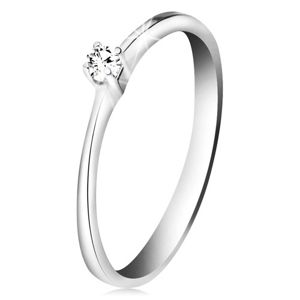 Brylantowy pierścionek z białego złota 585 - błyszczący bezbarwny diament w czteroramiennym koszyczku - Rozmiar : 60