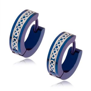 Ciemnoniebieskie kolczyki ze stali, okrągłe i proste nacięcia srebrnego koloru