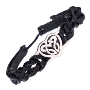 Czarna bransoletka i metalowa wstawka z węzłem celtyckim w kształcie serca