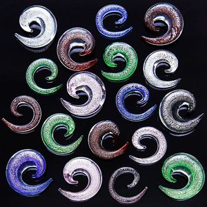 Expander do ucha - kolorowa szklista spirala, gumki - Grubość kolczyka: 3 mm, Kolor: Niebieski