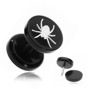 Fake piercing do ucha z akrylu - pająk w czarnym kółku