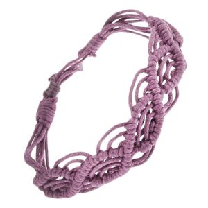 Falista sznurkowa bransoletka o fioletowym kolorze, gęsty splot