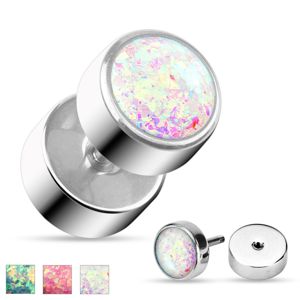 Fałszywy plug ze stali chirurgicznej w srebrnym odcieniu, błyszczący syntetyczny opal - Kolor: Różowy