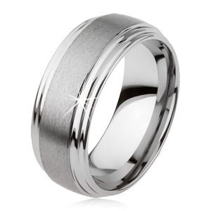 Gładki wolframowy pierścionek, lekko wypukły, matowa powierzchnia, srebrny kolor - Rozmiar : 54