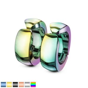Gładkie kolorowe stalowe kolczyki, lśniące kółka klipsy - Kolor: Tęczowy
