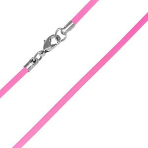 Gumowy naszyjnik sznurkowy - neonowo różowy, 2 mm