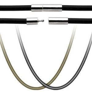 Gumowy sznurek na wisiorek - zapięcie ze stali chirurgicznej - Długość : 508 mm, Kolor: Czarny