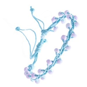 Jasnoniebieska bransoletka ze sznurków z koralikami