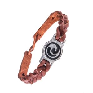 Karamelowo brązowa bransoletka - skórzana, maorski symbol Koru