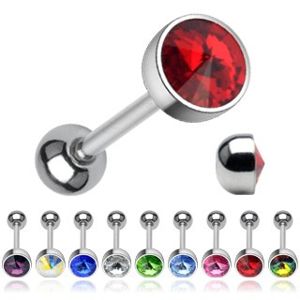 Kolczyk do języka - błyszczący kryształ w kształcie szpica - Kolor cyrkoni: Tęczowy- AB
