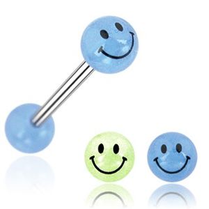 Kolczyk do języka kuleczka uśmiech - Kolor kolczyka: Niebieski