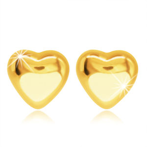 Kolczyki sztyfty ze złota 375 - pełne symetryczne serce