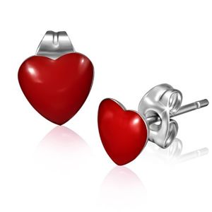 Kolczyki wkrętki ze stali chirurgicznej - lśniące czerwone serce
