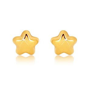 Kolczyki z żółtego 9K złota - lśniąca gwiazda z pięcioma końcami, sztyfty