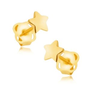 Kolczyki z żółtego złota 14K - lśniąca lustrzana pięcioramienna gwiazdka