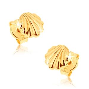 Kolczyki z żółtego złota 9K - lśniące morskie muszle