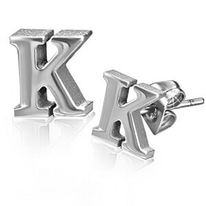 Kolczyki ze stali - kształt litery K, zapinanie na sztyft