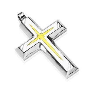 Krzyż - srebrna zawieszka ze złotym grawerem