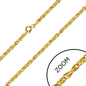 Łańcuszek z żółtego 14K złota - motyw nieskończoności i płaskie owalne oczka,, 450 mm