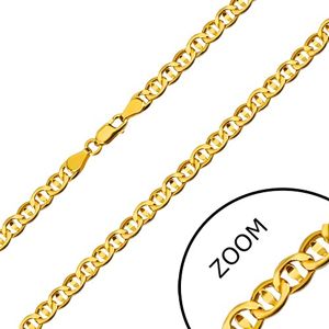Łańcuszek z żółtego 14K złota - płaskie oczka podzielone przez ziarno, 550 mm
