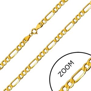 Łańcuszek z żółtego 9K złota - podłużne oczka, trzy owalne oczka, 450 mm