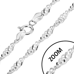 Łańcuszek ze srebra 925, płaskie kanciaste ogniwa, lśniący, spirala, grubość 2 mm, długość 550 mm