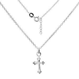 Lśniący naszyjnik - łańcuszek z zaokrąglonym krzyżem, srebro 925