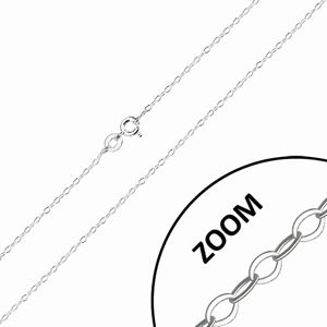 Lśniący srebrny łańcuszek 925 - płaskie owalne oczka, prostopade połączone, 1,4 mm