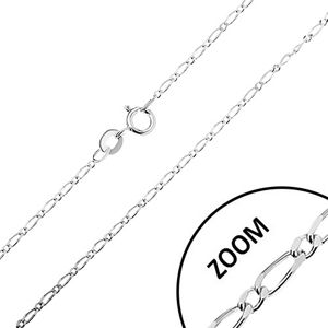Lśniący srebrny łańcuszek 925, długie i krótkie owalne ogniwa, 1,3 mm