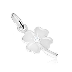Lśniący wisiorek - kwiatek z cyrkoniowym środkiem i łodygą, srebro 925