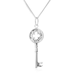 Naszyjnik - błyszczący łańcuszek, kluczyk z wycięciem kwiatu, srebro 925