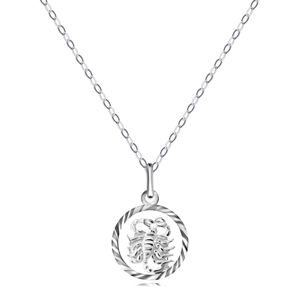 Naszyjnik - łańcuszek i wisiorek ze znakiem Zodiaku SKORPION, srebro 925