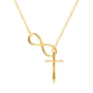 Naszyjnik z 14K złota - zarys symbolu nieskończoności i krzyża