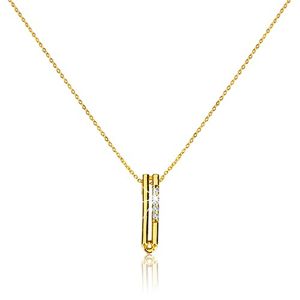 Naszyjnik z żółtego złota 375 - cienki łańcuszek, wąska zawieszka w kształcie litery "U"