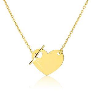 Naszyjnik z żółtego złota 375 - regularne serce z wycięciem w kształcie serca i pałeczką