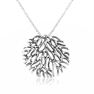 Naszyjnik ze srebra 925 - rozgałęciony koralowiec, spiralny łańcuszek