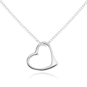 Naszyjnik ze srebra 925, drobny łańcuszek, zarys asymetrycznego serca