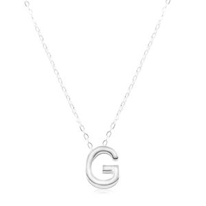 Naszyjnik ze srebra 925, duża litera G, błyszczący łańcuszek