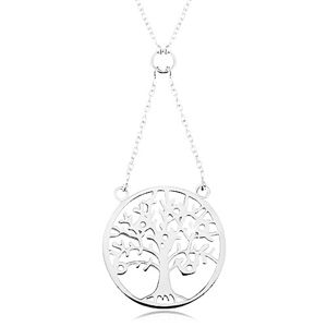 Naszyjnik ze srebra 925, łańcuszek i zawieszka - drzewo życia ozdobione cyrkoniami