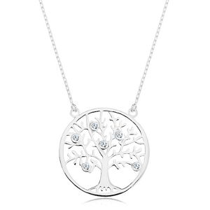 Naszyjnik ze srebra 925, łańcuszek z zawieszką - drzewo życia ozdobione cyrkoniami