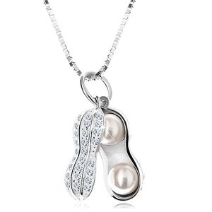 Naszyjnik ze srebra 925, lśniący orzech ziemny z okrągłymi perełkami