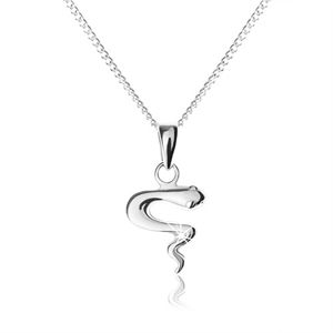 Naszyjnik ze srebra 925, lśniący pofalowany wąż, drobny regulowany łańcuszek