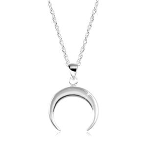 Naszyjnik ze srebra 925, spiralny łańcuszek, lśniący sierp księżyca