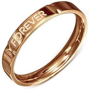 Obrączka w kolorze różowego złota - stalowa, "Forever Love" - Rozmiar : 51