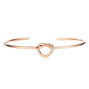 Okrągła stalowa bransoletka z węzłem w kształcie serca, kolor miedziany